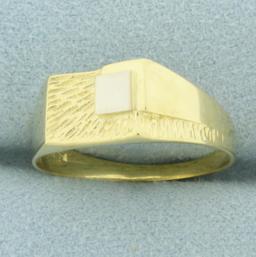 Engravable Two Tone Signet Ring In 18k Yellow Gold