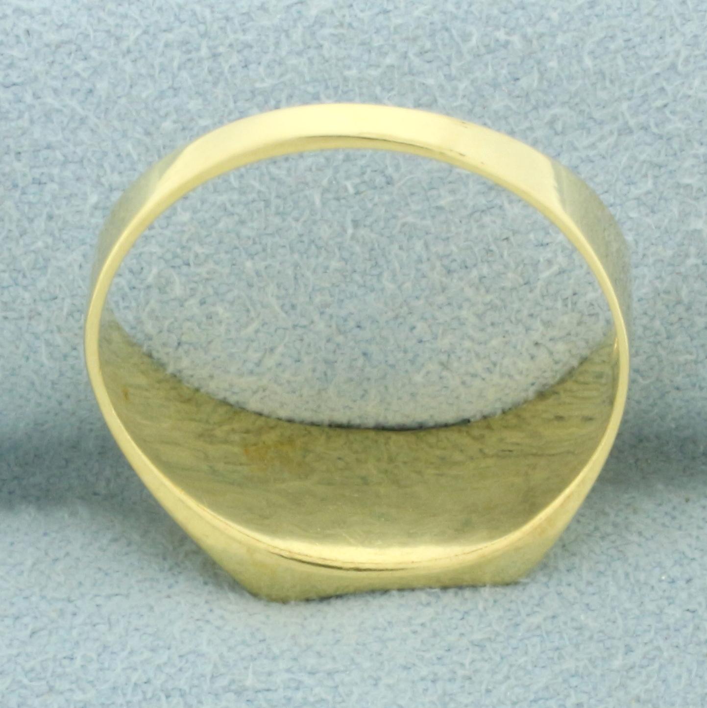 Engravable Two Tone Signet Ring In 18k Yellow Gold