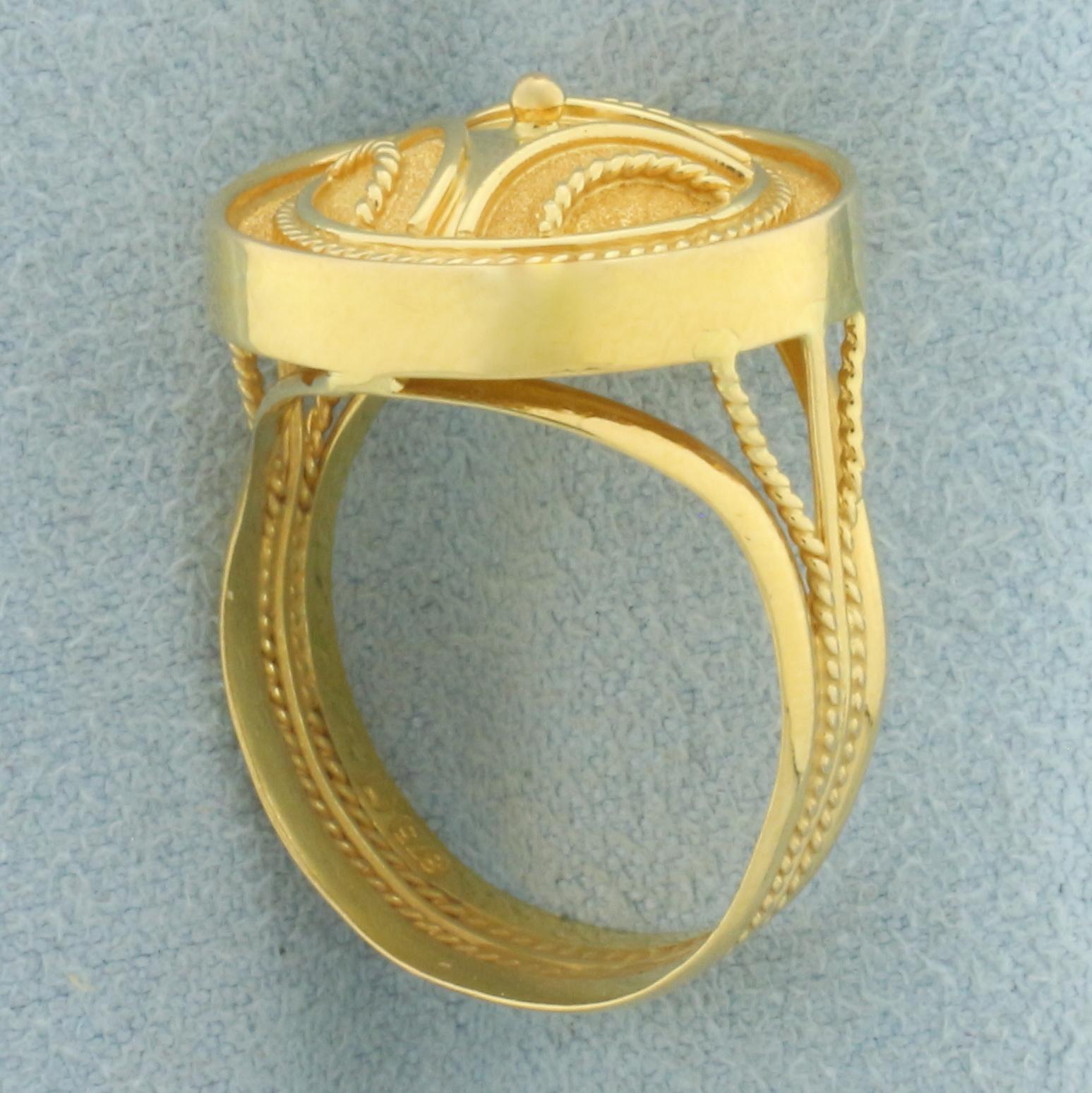 Unique Y Design Circle Ring In 21k Yellow Gold