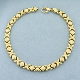 Italian Xs And Os Kiss Bracelet In 14k Yellow Gold