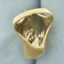 Vintage Smoky Topaz Fancy Cut Statement Ring In 14k Yellow Gold