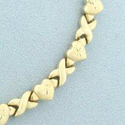 Reversible Puffy Heart Two-tone Bracelet In 10k Yellow And White Gold
