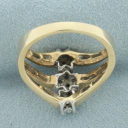 Flower Design Diamond Ring In 10k Yellow Gold