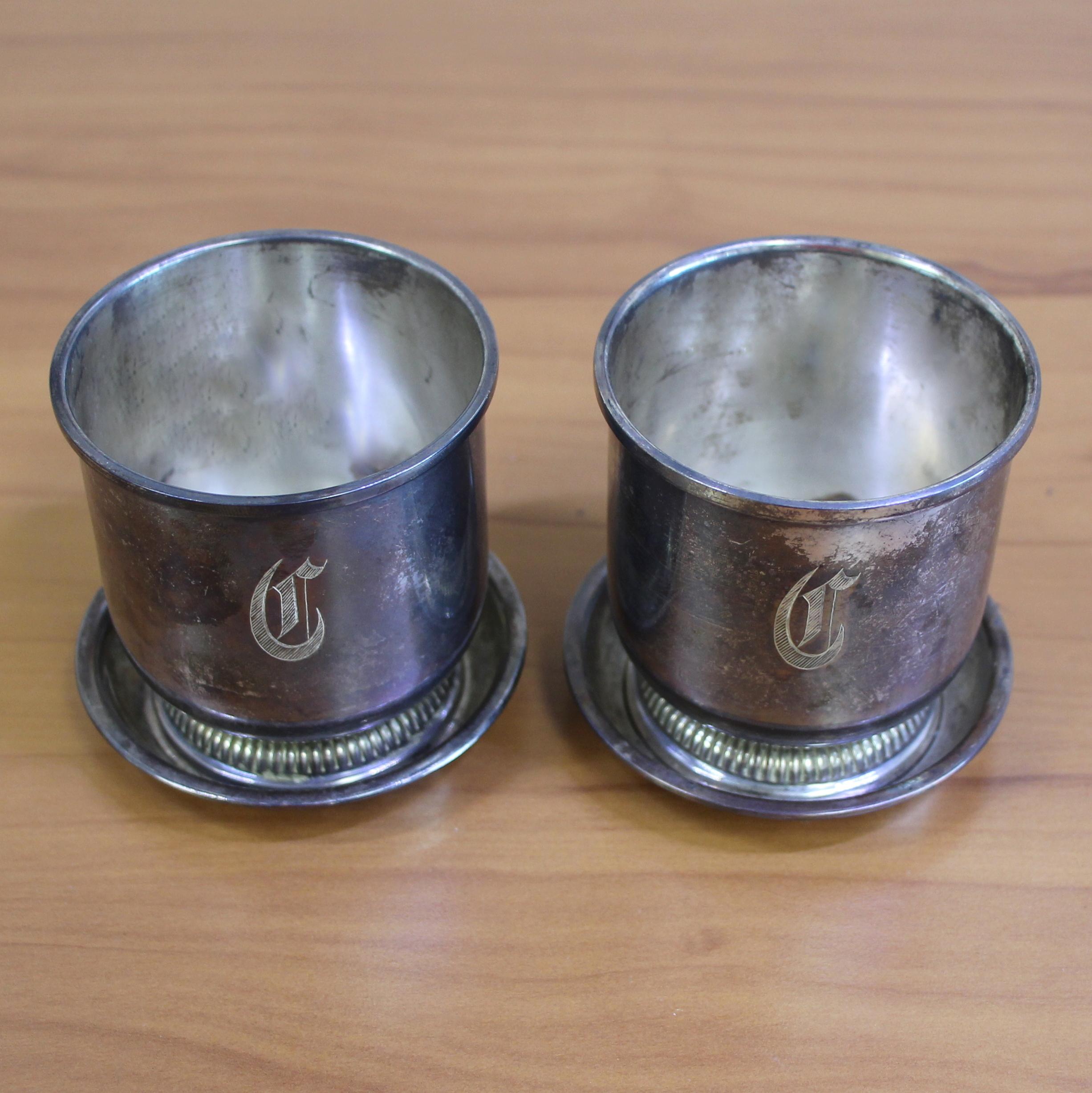Vintage Unicorn Stamped Sterling Silver Footed Cups Set Of 2