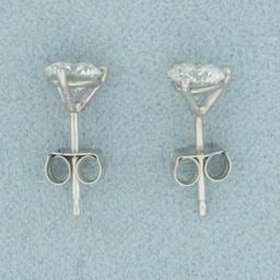 1ct Gia Certified Diamond Stud Earrings In Platinum Settings