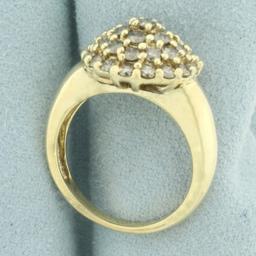 Champagne Diamond Cluster Ring In 10k Yellow Gold