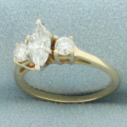 Marquise 3-stone Engagement Ring In 14k Yellow Gold