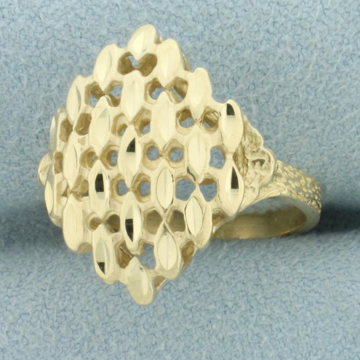 Diamond Cut Diamond Design Ring In 14k Yellow Gold