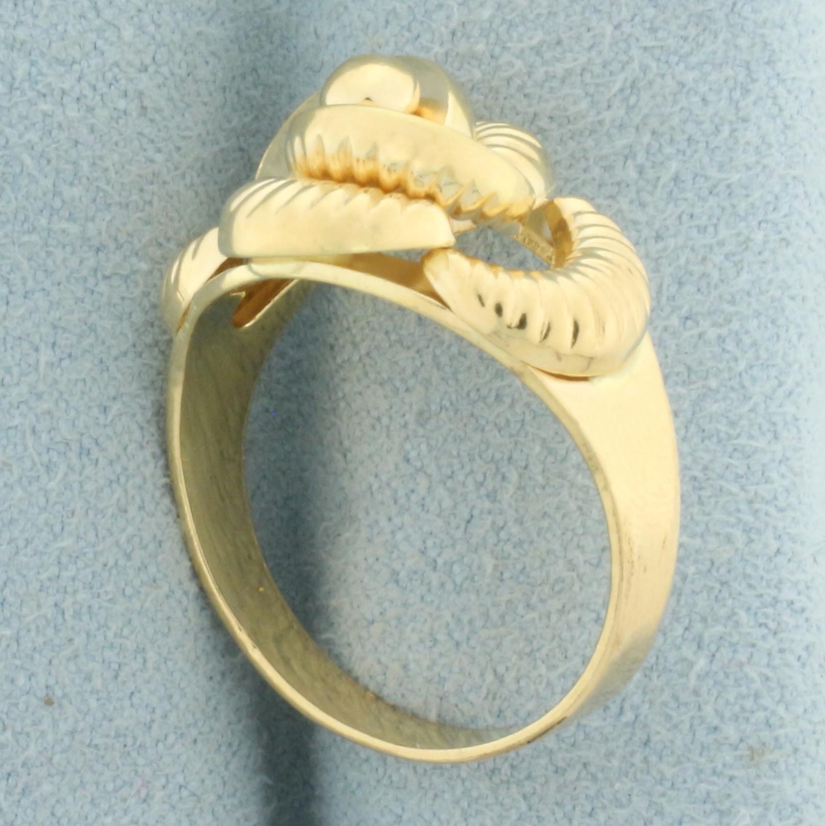 Italian Twisting Scalloped Design Ring In 18k Yellow Gold