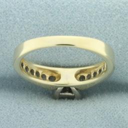 Invisible Set Diamond Engagement Ring In 14k Yellow Gold