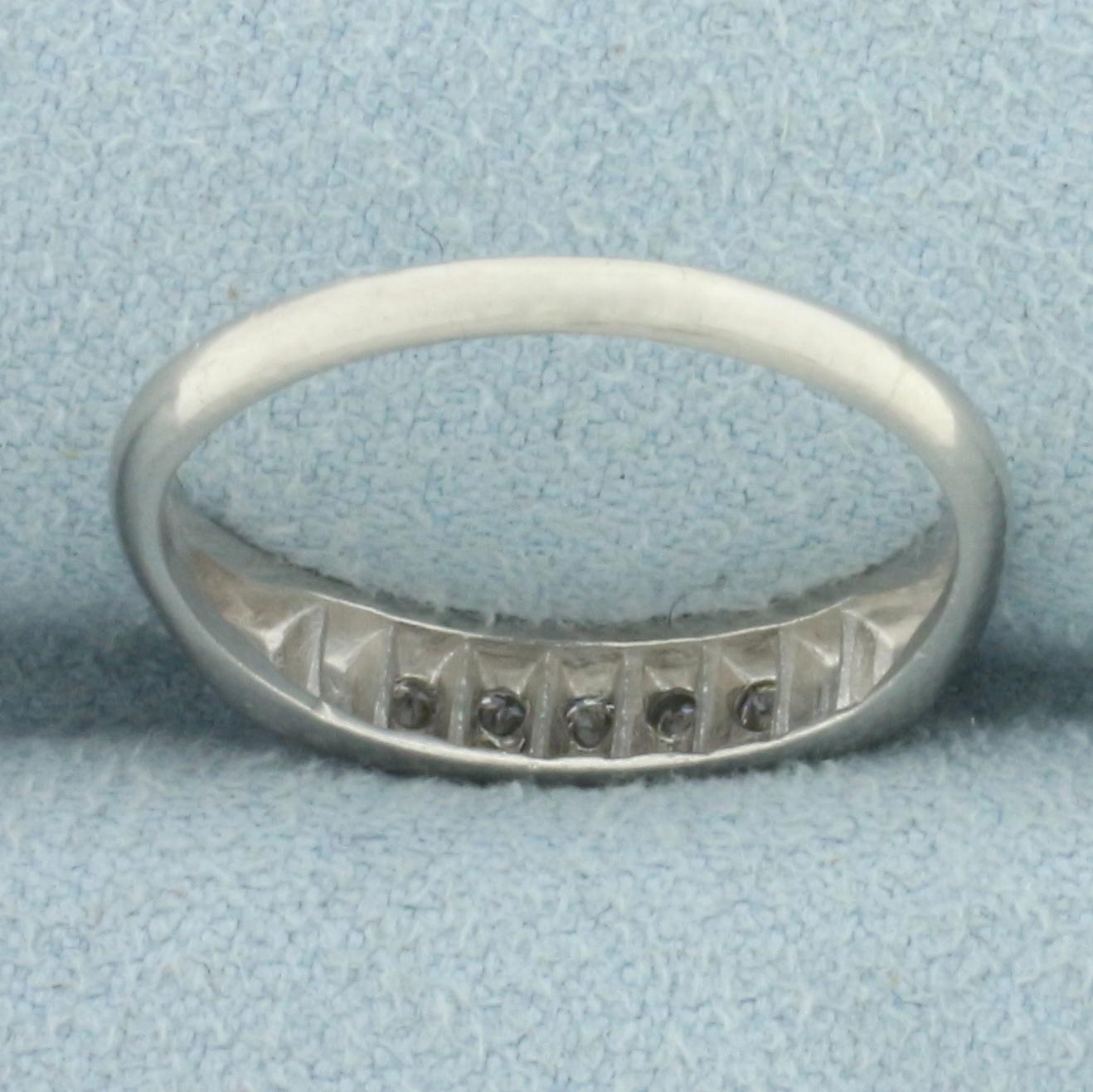 Vintage Diamond Wedding Or Anniversary Band Ring In Platinum