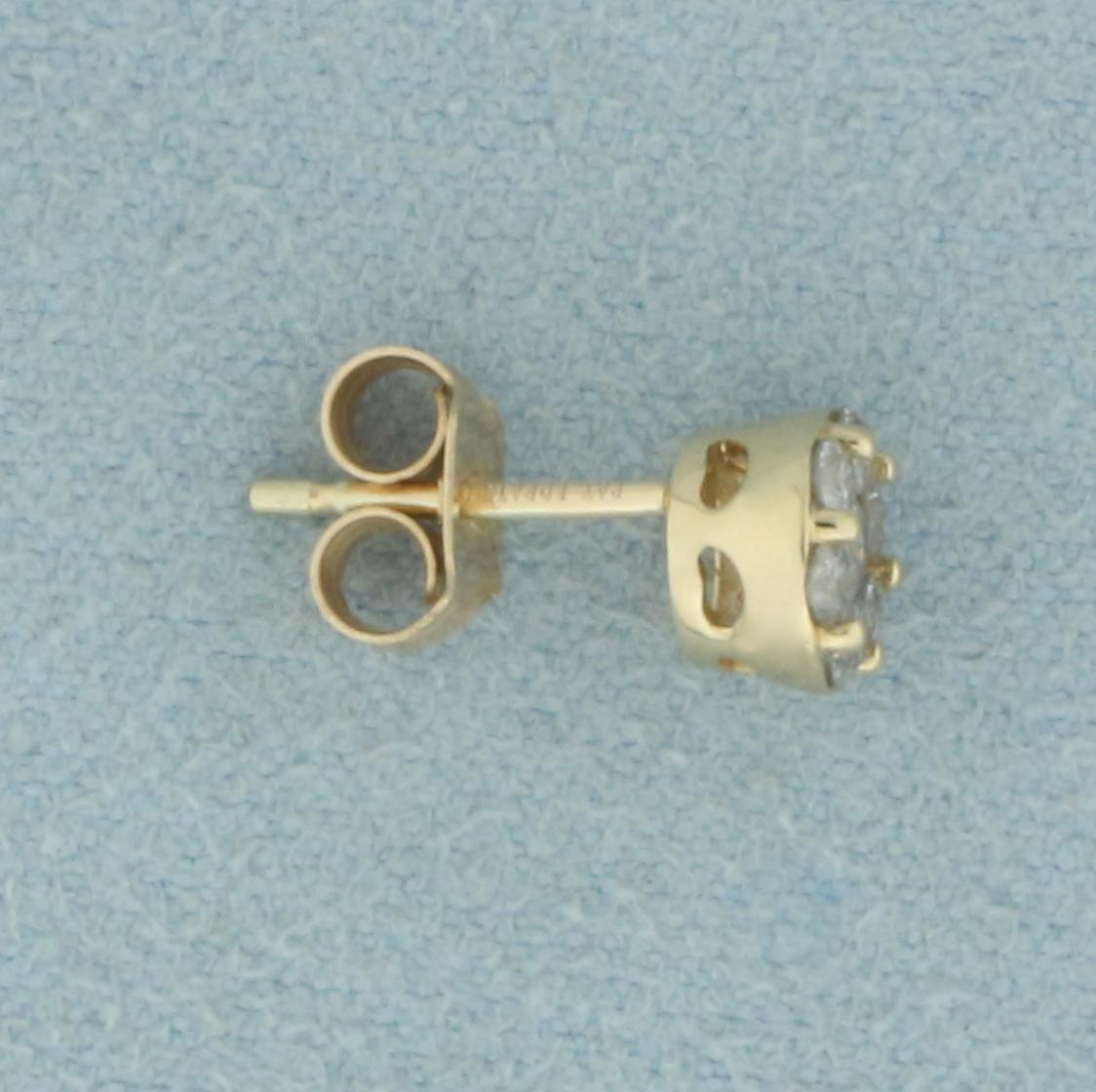 Pave Set Diamond Single Stud Earring In 10k Yellow Gold