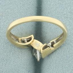 Marquise And Baguette Diamond Engagement Ring In 14k Yellow Gold