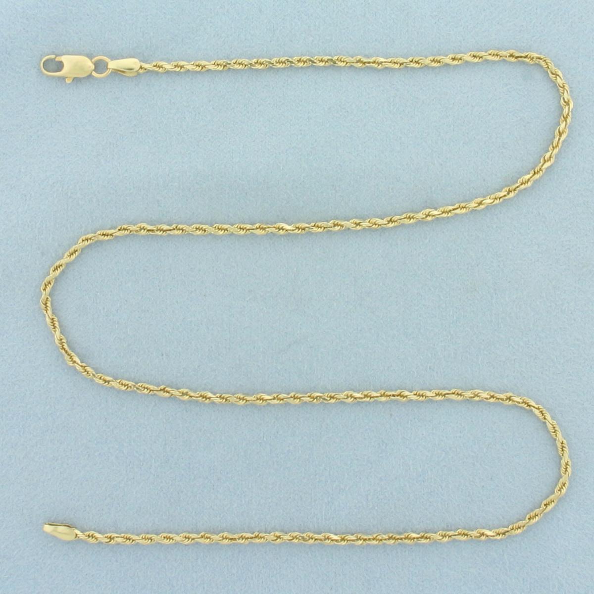16.5 Inch Diamond Cut Rope Link Chain Necklace In 14k Yellow Gold