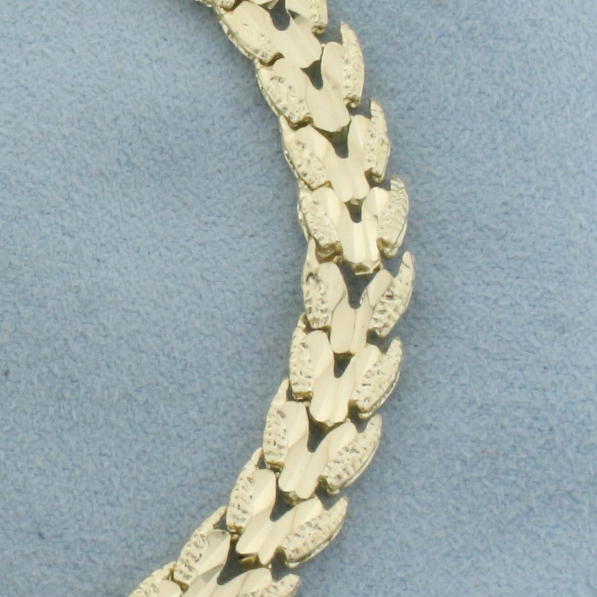 Diamond Cut Leaf Nature Design Bracelet In 14k Yellow Gold