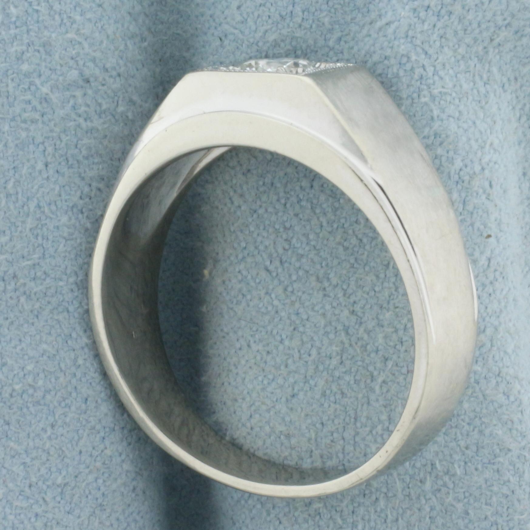 Men's Illusion Set Diamond Ring In 14k White Gold