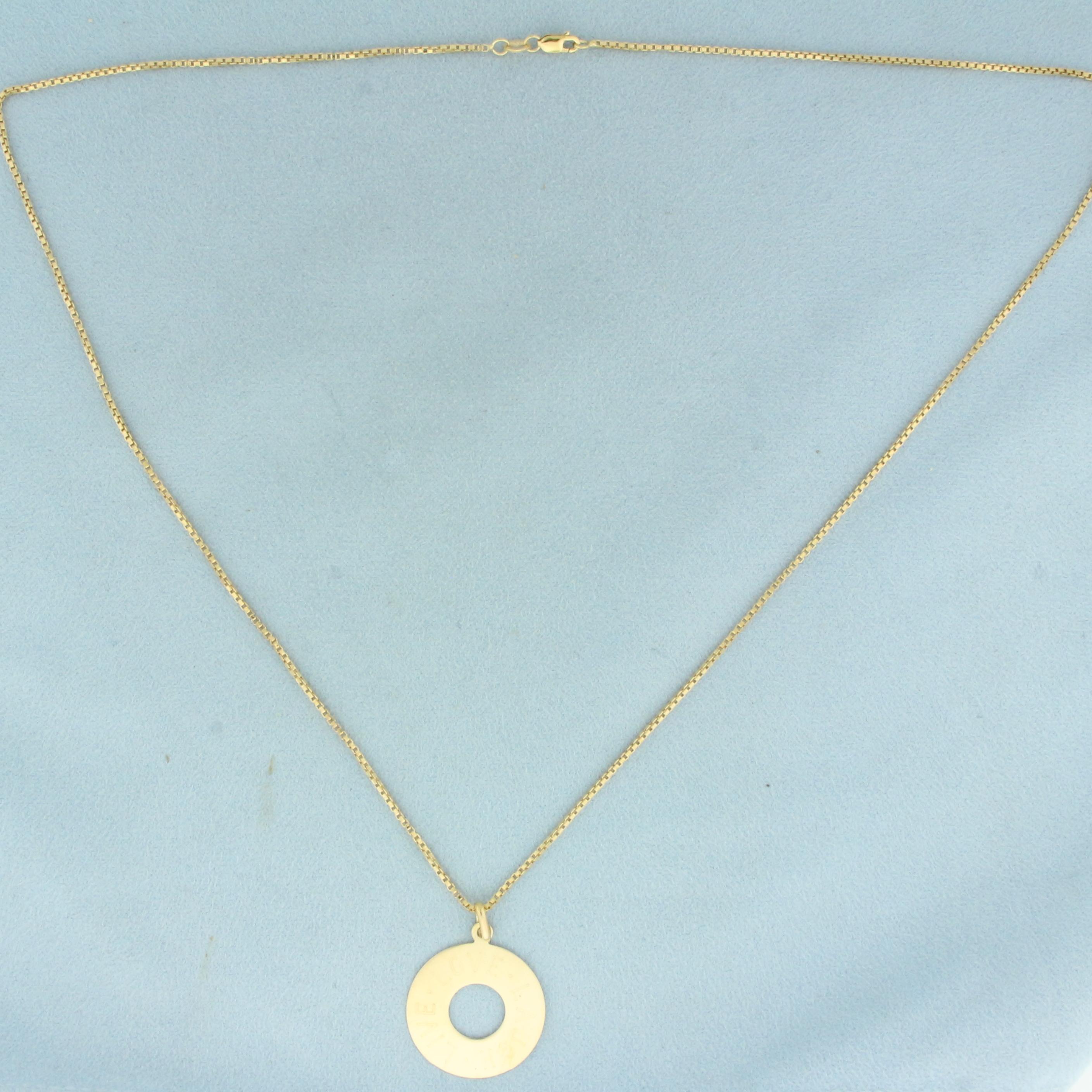 Italian Live Laugh Love Necklace In 14k Yellow Gold