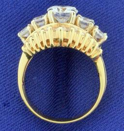 2.75ct Tw Round And Baguette Diamond Engagement Ring In 14k Yellow Gold