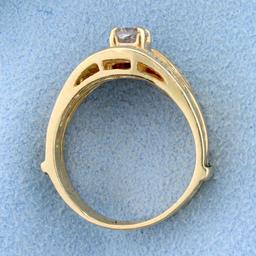 Almost 1ct Tw Baguette And Round Diamond Engagement Ring In 14k Yellow Gold