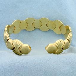 Italian Made Designer Cuff Bracelet In 14k Yellow Gold