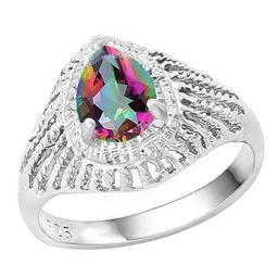 1ct Mystic Topaz And Diamond Filigree Ring In Sterling Silver