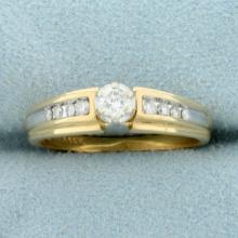 1/3ct Tw Diamond Engagement Ring In 14k Yellow And White Gold