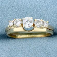 Antique Five Stone Diamond Wedding Or Anniversary Ring In 14k Yellow Gold