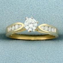 Cathedral Diamond Engagement Ring In 14k Yellow Gold