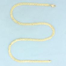 Unique Twisting Herringbone Link Chain Necklace In 14k Yellow Gold