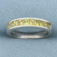 Natural Yellow Sapphire Channel Set Band Ring In 18k White Gold
