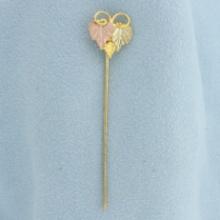 Black Hills Gold Leaf Stick Pin In 12k Yellow, Rose, And Green Gold