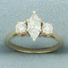 Marquise 3-stone Engagement Ring In 14k Yellow Gold