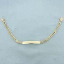 Id Nameplate Rope Bracelet In 14k Yellow Gold