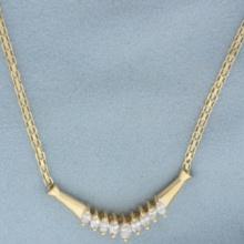 Marquise Diamond Adjustable Length Necklace In 14k Yellow Gold