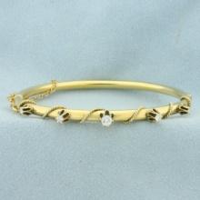 Diamond Rope Design Bangle Bracelet In 14k Yellow Gold