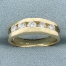 Channel Set 5 Stone Diamond Ring In 10k Yellow Gold
