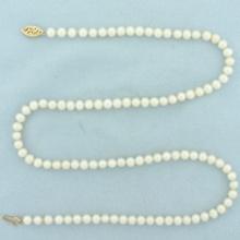 Cultured Pearl Strand Necklace With 14k Gold Clasp