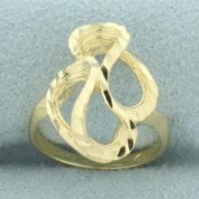 Diamond Cut Abstract Design 3-d Ring In 14k Yellow Gold