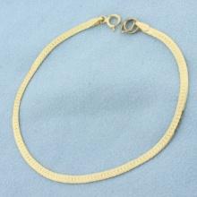 Italian Reversible Herringbone Bracelet In 14k Yellow Gold