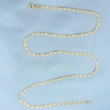 Italian 20 Inch Beveled Anchor Mariner Two Tone Chain Necklace In 18k Yellow And White Gold