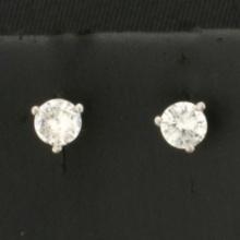 1/2ct Natural Diamond Stud Earrings In Platinum Settings
