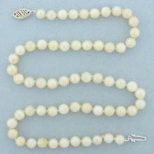 Vintage Pearl Strand Necklace In 14k White Gold