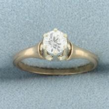 Antique Old European Cut Diamond Solitaire Ring In 14k Yellow Gold