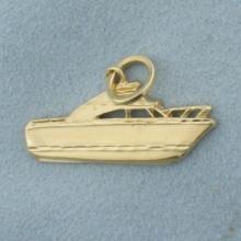 Yacht Power Speed Boat Pendant Or Charm In 14k Yellow Gold