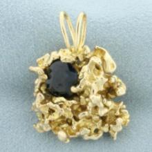 Sapphire Nugget Pendant In 14k Yellow Gold