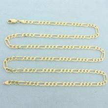 25 Inch Figaro Link Chain Necklace In 14k Yellow Gold