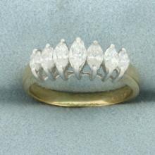 Marquise Diamond Wedding Or Anniversary Ring In 14k Yellow Gold