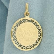 Happy Birthday Medallion Charm Or Pendant In 14k Yellow Gold