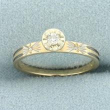 Vintage Diamond Engagement Or Promise Ring In 14k Yellow And White Gold