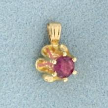 Natural Pink Sapphire Buttercup Pendant In 14k Yellow Gold